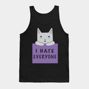 Cat Hates Everyone {Purple Sign) Tank Top